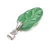 Leaf Gradient Color Baking Paint Glass Pendants PALLOY-JF03273-5