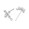 Cross Brass Micro Pave Cubic Zirconia Stud Earrings Finding KK-Z084-02P-2