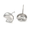 Rhodium Plated Half Round 925 Sterling Silver Stud Earring Findings STER-Q192-16P-2