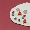4 Pairs Snowflake & Glove & Christmas Gnome Printed Wood Stud Earrings EJEW-OY001-04-3