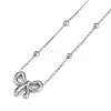 304 Stainless Steel Bowknot Pendant Satellite Chain Necklaces NJEW-I129-06P-1