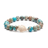 4Pcs 4 Style Natural Mixed Gemstone & Synthetic Turquoise(Dyed) Tortoise Beaded Stretch Bracelets Set for Women BJEW-TA00211-5