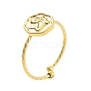 Real 18K Gold Plated 304 Stainless Steel Open Cuff Rings for Women RJEW-B061-02G-05-1