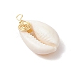 Natural Cowrie Shell Pendants PALLOY-JF03316-04-3