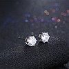 Exquisite 925 Sterling Silver Cubic Zirconia Stud Earrings EJEW-BB20094-3