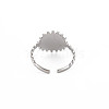 Non-Tarnish 304 Stainless Steel Flat Round with Initial Letter Open Cuff Ring for Men Women RJEW-S405-246P-X-2