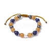 Natural Red Aventurine & Lapis Lazuli & Brass Heart Braided Bead Bracelet BJEW-JB09703-01-1