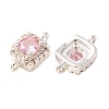 Brass Pave Pink Cubic Zirconia Connector Charms CU-CBAEC99-14S-2