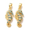 Brass Micro Pave Deep Sky Blue Cubic Zirconia Pendants X-CU-CBA9AB3-39G-1
