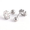 Tarnish Resistant 201 Stainless Steel Flower Barbell Cartilage Earrings LS-EJEW-R147-07-3