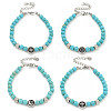 304 Stainless Steel & Synthetic Turquoise Round Beaded Bracelets for Women BJEW-G717-09-1