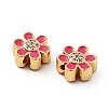 Flower Brass Micro Pave Clear Cubic Zirconia Beads KK-G419-06G-02-3