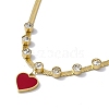 Red Acrylic Heart & Crystal Rhinestone Pendant Necklace with Herringbone Chains NJEW-F298-10G-1