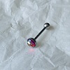 Gradient Color Flat Round Scale Stainless Steel Enamel Straight Barbell 15 Gauge Piercing Tongue Rings for Women Men WGF798A-45-1