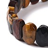 Natural Tiger Eye Oval Beaded Stretch Bracelet G-E010-01G-3