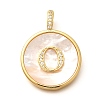 Rack Plating Brass Micro Pave Clear Cubic Zirconia Pendants with Shell KK-M309-42G-O-1