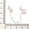 Brass Clear Cubic Zirconia European Safety Chains wtih Heart Charms KK-C085-15S-3