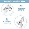 4Pcs 4 Style Rhinestone Butterfly Open Cuff Rings Set RJEW-FI0001-14-4