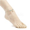 304 Stainless Steel Mixed Shape Charm Anklet with Round Natural White Jade Beads for Women AJEW-AN00498-3