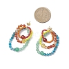 Natural & Synthetic Gemstone Round Dangle Stud Earrings EJEW-TA00730-4