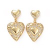 Clear Cubic Zirconia Heart Dangle Stud Earrings EJEW-F304-07G-1