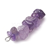 Gradient Color Natural Amethyst & Natural Blue Lace Agate Chip Beaded Pendants PALLOY-JF02791-03-5