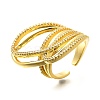 Brass Micro Pave Cubic Zirconia Cuff Rings for Women RJEW-F176-01G-2