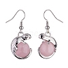 Natural Rose Quartz Chameleon Dangle Earrings with Crystal Rhinestone EJEW-A092-10P-18-3