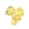 Bear Brass Micro Pave Cubic Zirconia Open Cuff Ring for Women RJEW-U003-23G-G-1