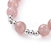 Natural Rose Quartz Stretch Charm Bracelets BJEW-JB04692-02-3