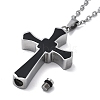 304 Stainless Steel Black Enamel Cross Urn Ashes Necklaces STAS-Z106-05P-5