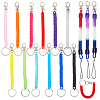 CRASPIRE 15Pcs 13 Style Plastic Spiral Retractable Spring Coil Keychain KEYC-CP0001-02-1