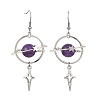 Natural Amethyst & Alloy Pendant Dangle Earrings EJEW-TA00818-04-3