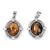 Natural Tiger Eye Oval Pendants KK-U043-44P-F-1