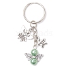 Tibetan Style Alloy with Acrylic Pearl Pendant Keychains KEYC-JKC01100-3