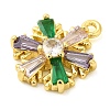 Snowflake Real 18K Gold Plated Rack Plating Brass Micro Pave Cubic Zirconia Pendants Charms KK-S396-11A-2