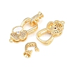 Brass Micro Pave Clear Cubic Zirconia Fold Oval Clasp KK-CBABC34-04G-2