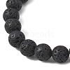 3Pcs Round Natural Lava Rock & Citrine & Lapis Lazuli & Green Aventurine & Amethyst & Madagascar Rose Quartz & Synthetic Turquoise Beads  Stretch Bracelets for Women BJEW-JB12789-5