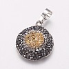 Brass Rhinestone Pendants ZIRC-F071-02-2