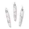 Natural Howlite Brass Pointed Pendants G-B025-02P-16-1