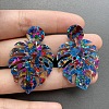 Leaf Acrylic Paillette Dangle Stud Earrings FS-WG5D05C-03-1
