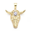 Brass and Synthetic Turquoise Pendants KK-T079-03B-G-1