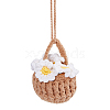 Wool Yarn Crochet Daisy Bouquet Car Hanging Decorations HJEW-WH0069-13B-1