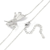 304 Stainless Steel Crystal Rhinestone Cable Chain Bowknot Pendant Necklaces for Women NJEW-C055-08P-2