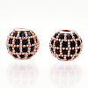 Rack Plating Brass Cubic Zirconia Beads ZIRC-S001-6mm-B01-3