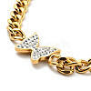 Crystal Rhinestone Butterfly Pendant Necklace with Curb Chains NJEW-P229-06G-1