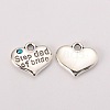 Wedding Theme Antique Silver Tone Tibetan Style Alloy Heart with Step Dad of Bride Rhinestone Charms LS-TIBEP-N005-22B-1