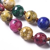 Dyed Natural Sesame Jasper/Kiwi Jasper Beaded Necklaces NJEW-P249-B01-3