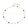 Natural Lapis Lazuli & Pearl Beaded Necklace NJEW-JN03894-05-1