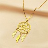 Woven Net/Web with Feather 304 Stainless Steel Pendant Necklaces for Women NJEW-G087-07G-1